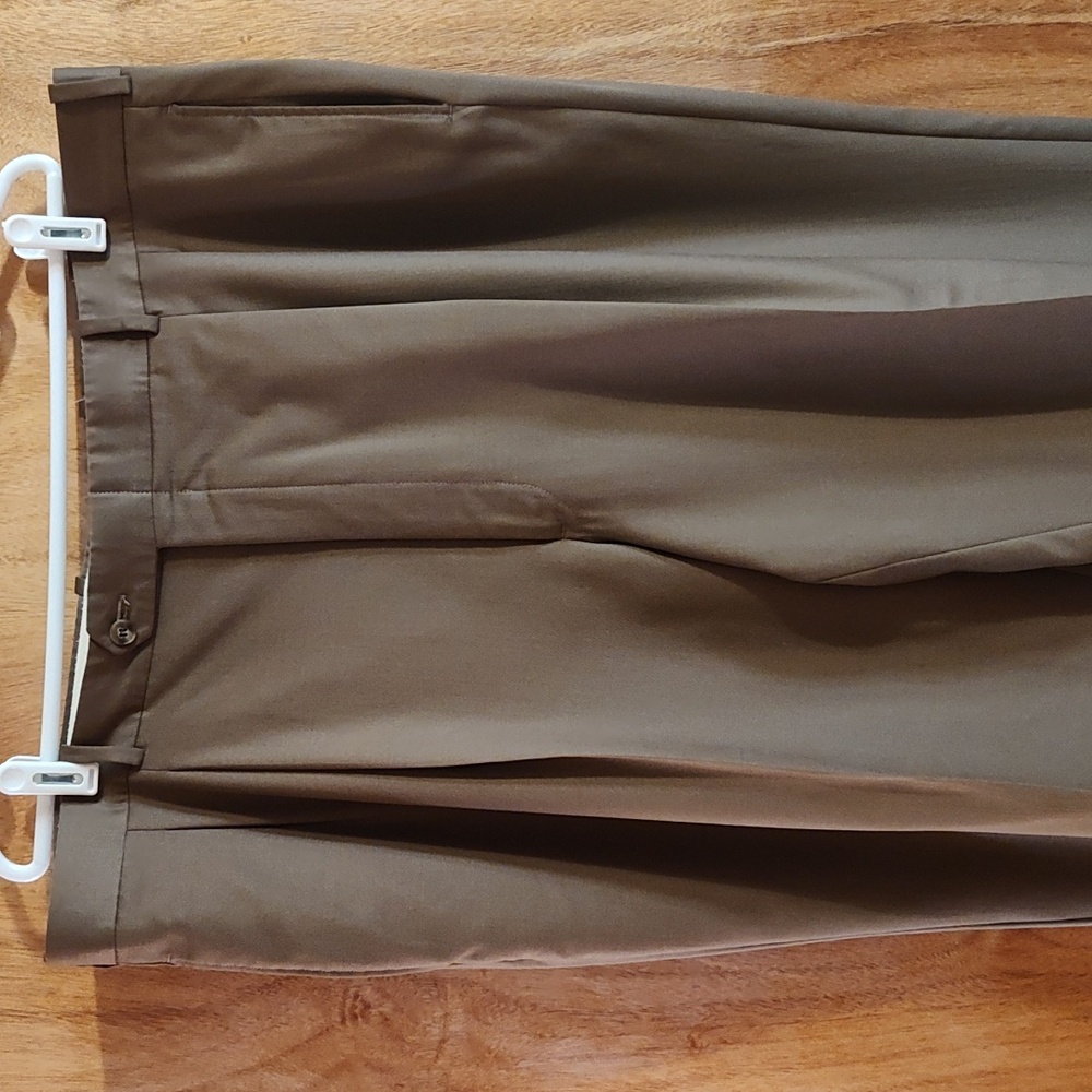 Tom James Mens Bespoke Custom Tailored Dress Pants Brown Pleated Cuffed 42x32 - Picture 3 of 14